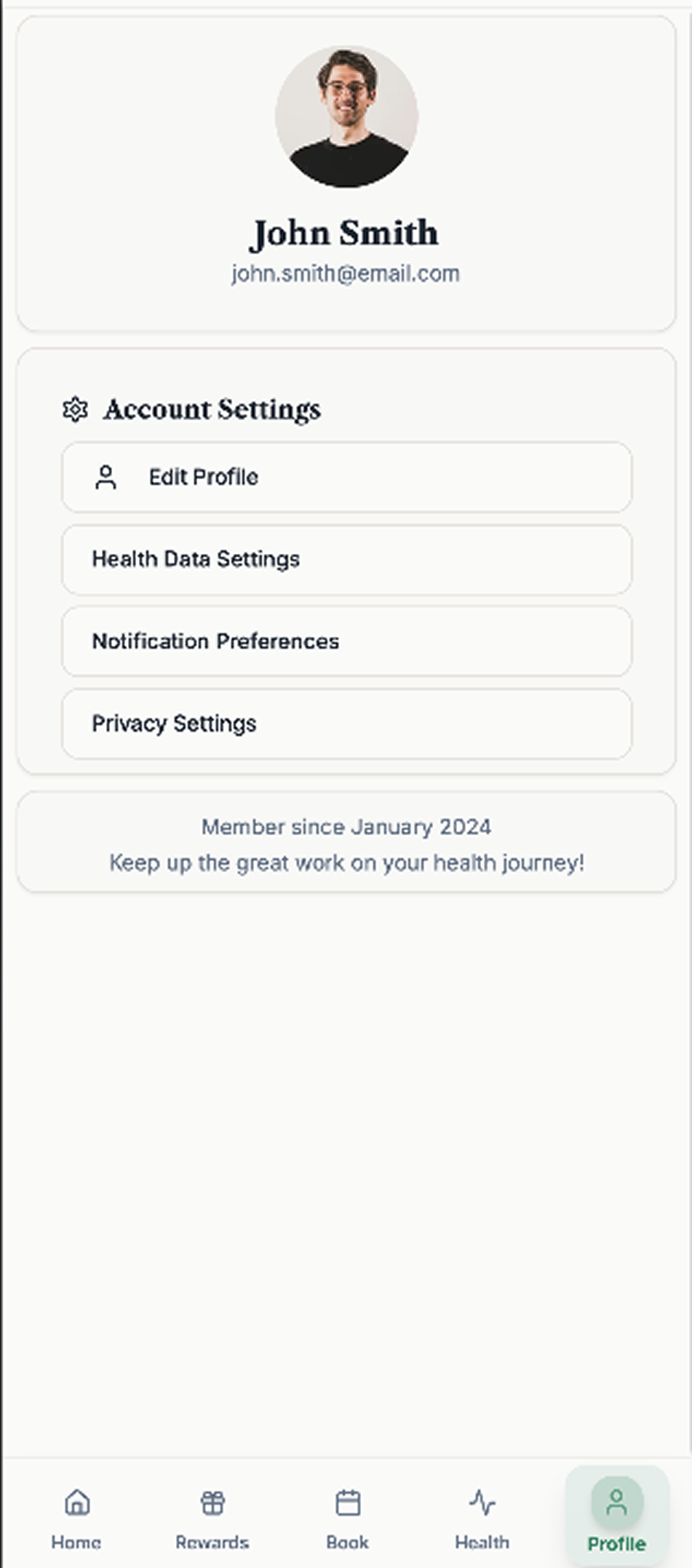 Account before redesign