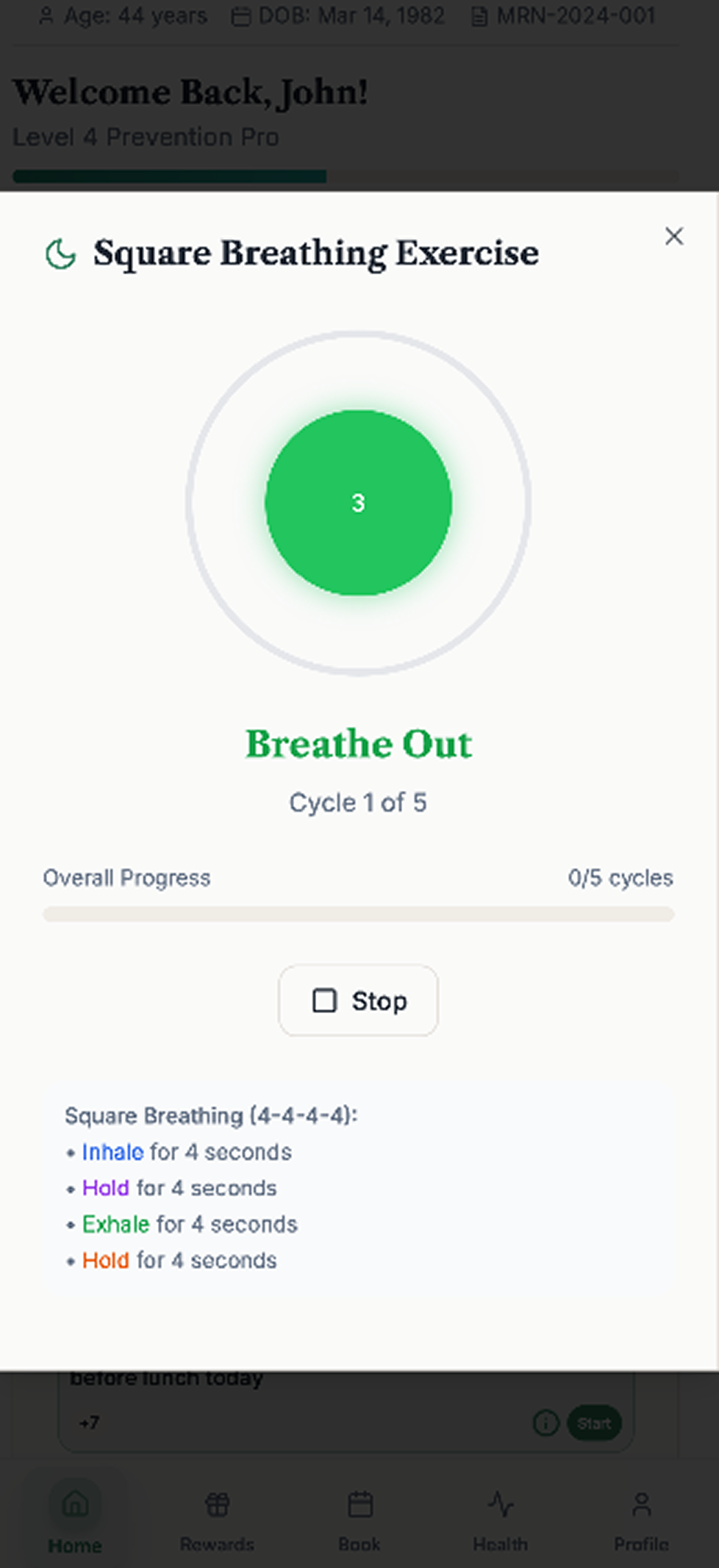 Breathing animation before