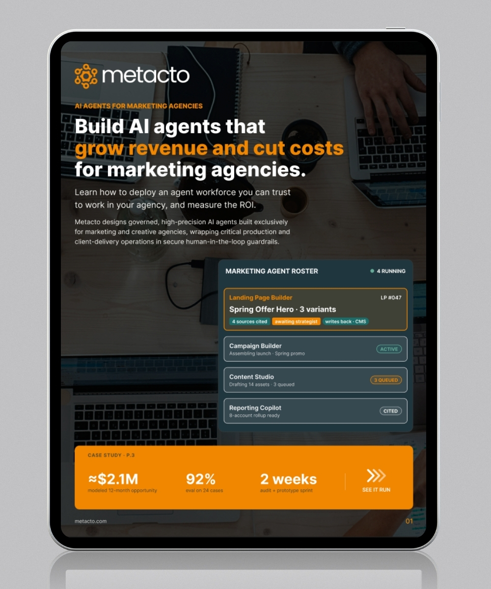 AI Agents for Marketing Agencies Blueprint shown on a tablet