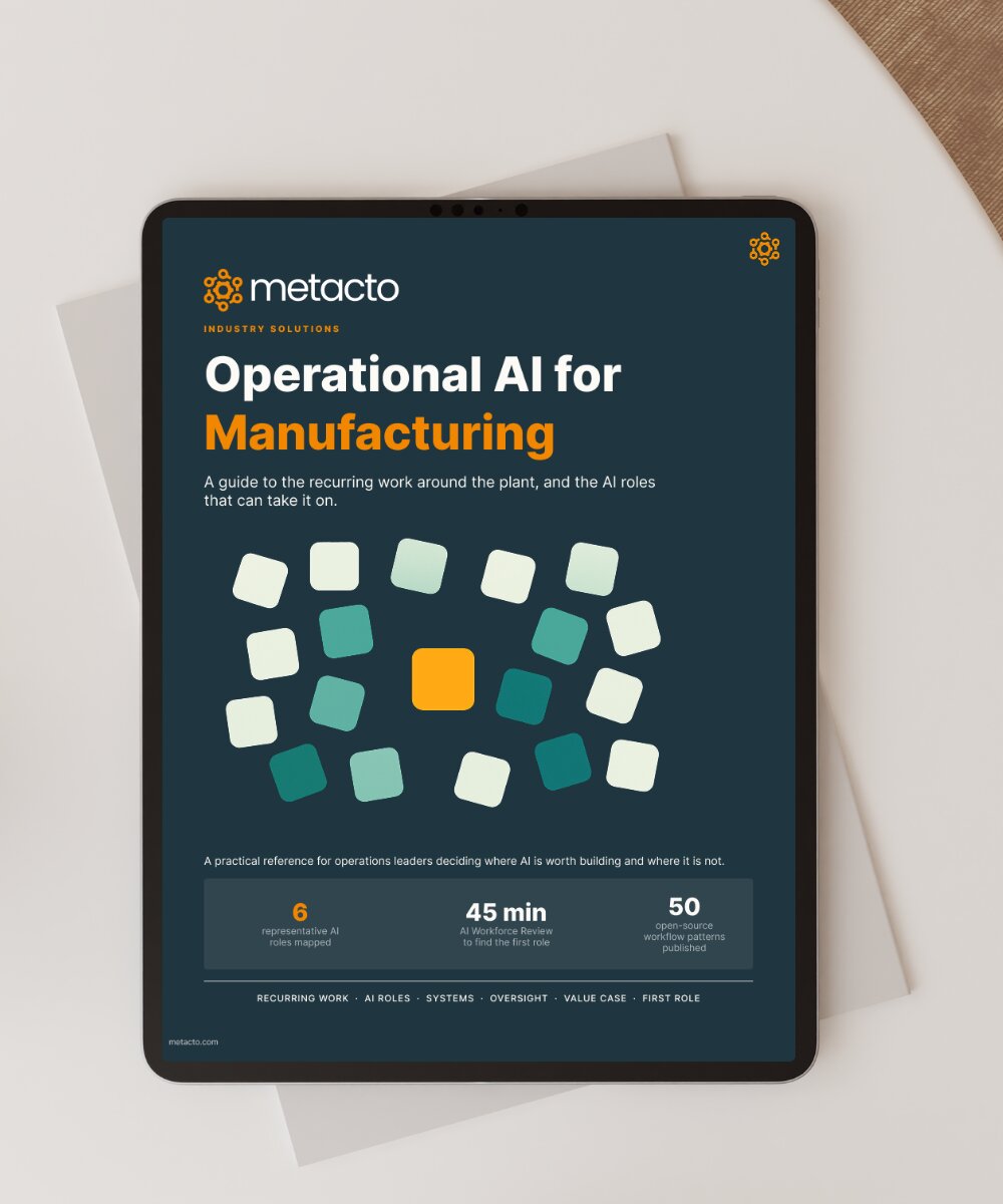 Operational AI for Manufacturing ebook shown on a tablet